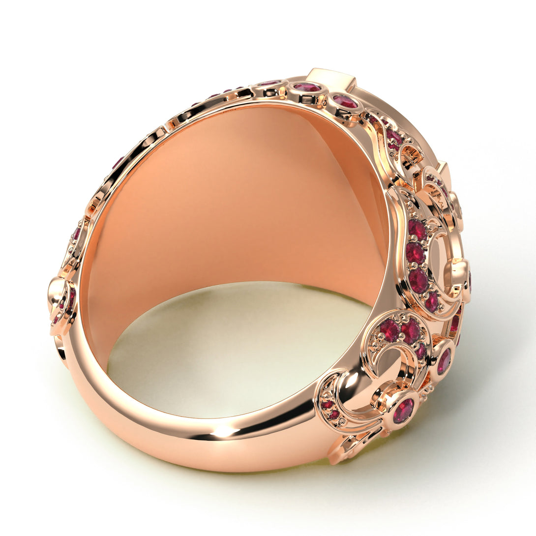 Ruby Royal Lion Men Signet Ring - Terry No. 11