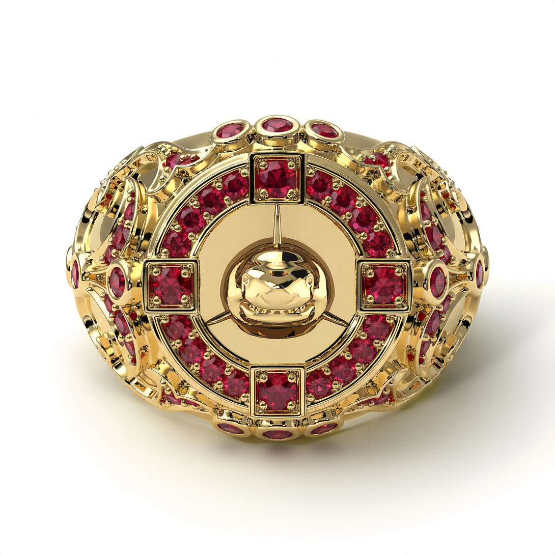 Ruby Shark Gold Men's Fashion Ring - Ryan No. 10