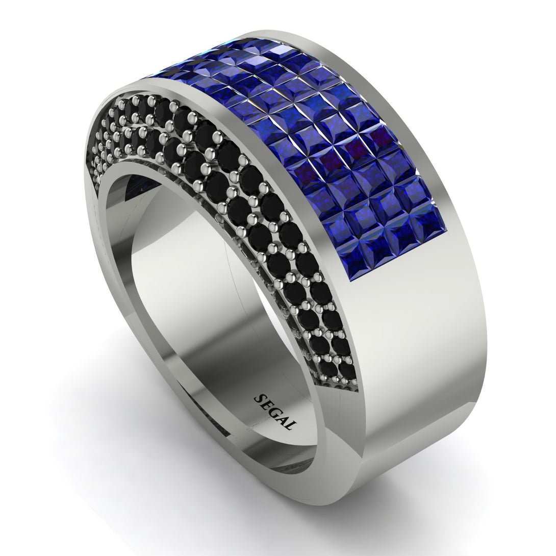 Sapphire Cluster Wide Fancy Wedding Band - Kyla No. 45