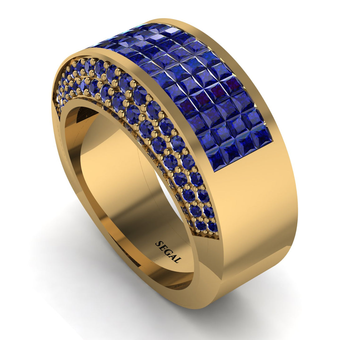 Sapphire Cluster Wide Fancy Wedding Band - Kyla No. 73