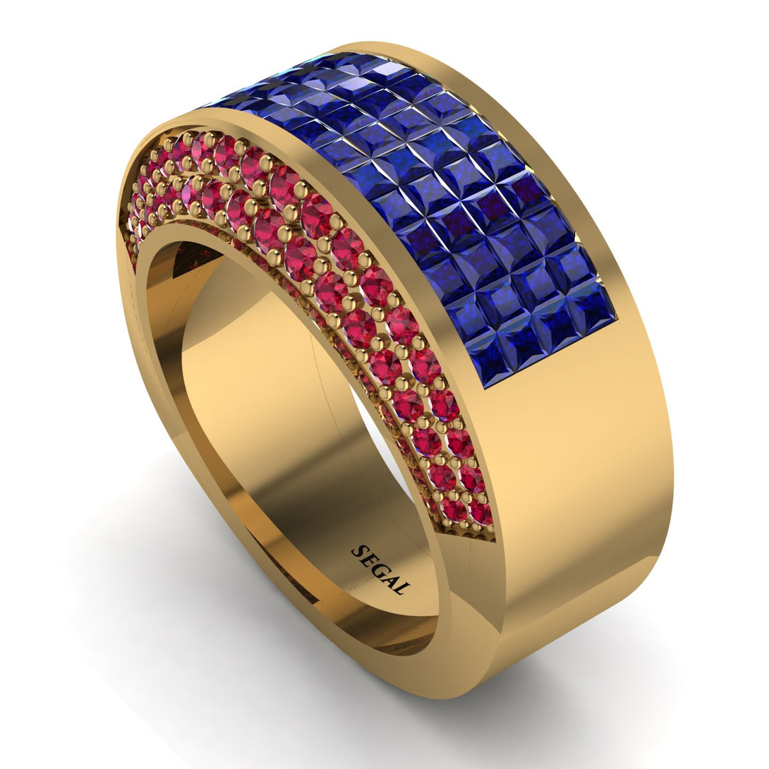 Sapphire Cluster Wide Fancy Wedding Band - Kyla No. 58