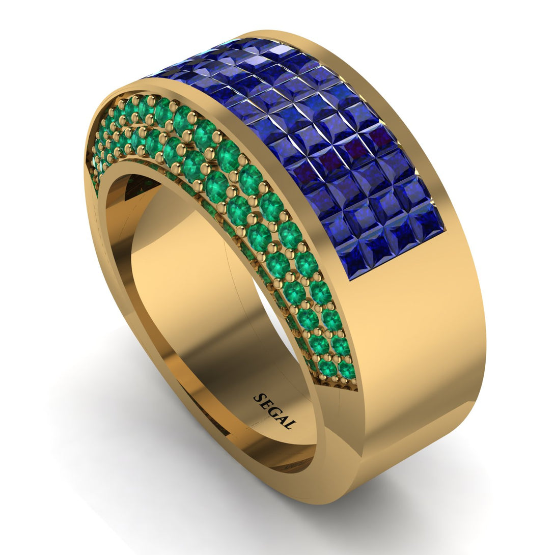 Sapphire Cluster Wide Fancy Wedding Band - Kyla No. 28