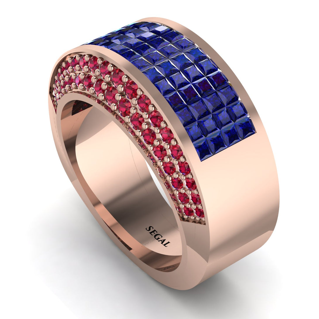Sapphire Cluster Wide Fancy Wedding Band - Kyla No. 59