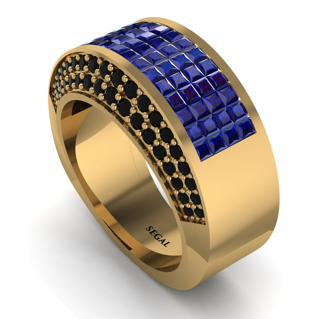 Sapphire Cluster Wide Fancy Wedding Band - Kyla No. 43