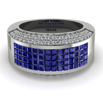 Sapphire Cluster Wide Fancy Wedding Band - Kyla No. 15 image 1