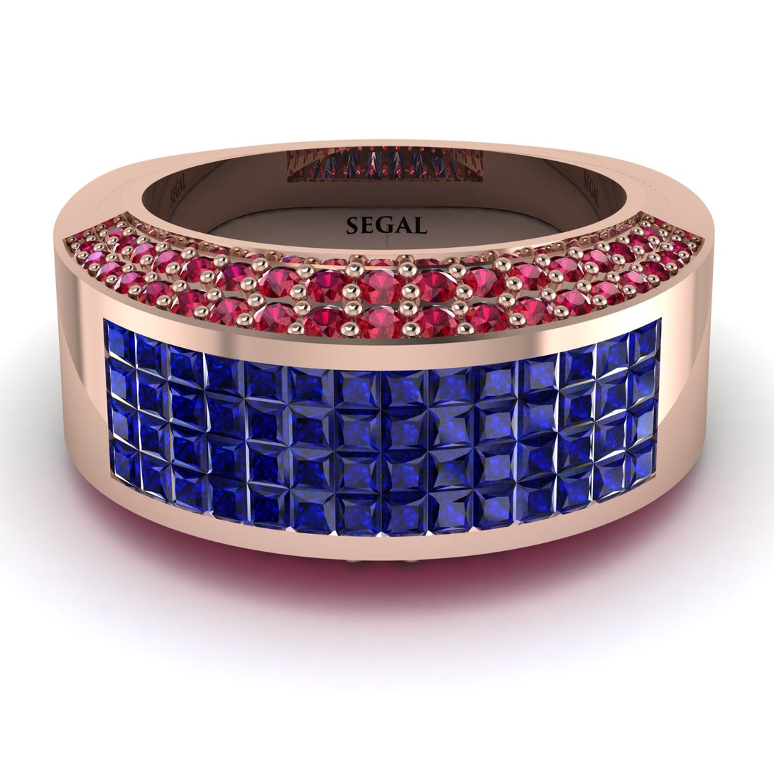 Sapphire Cluster Wide Fancy Wedding Band - Kyla No. 59