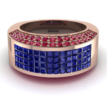 Sapphire Cluster Wide Fancy Wedding Band - Kyla No. 59 image 1