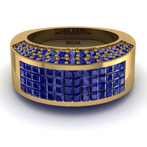 Sapphire Cluster Wide Fancy Wedding Band - Kyla No. 73 image 1