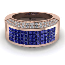 Sapphire Cluster Wide Fancy Wedding Band - Kyla No. 14 image 1