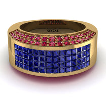 Sapphire Cluster Wide Fancy Wedding Band - Kyla No. 58 image 1