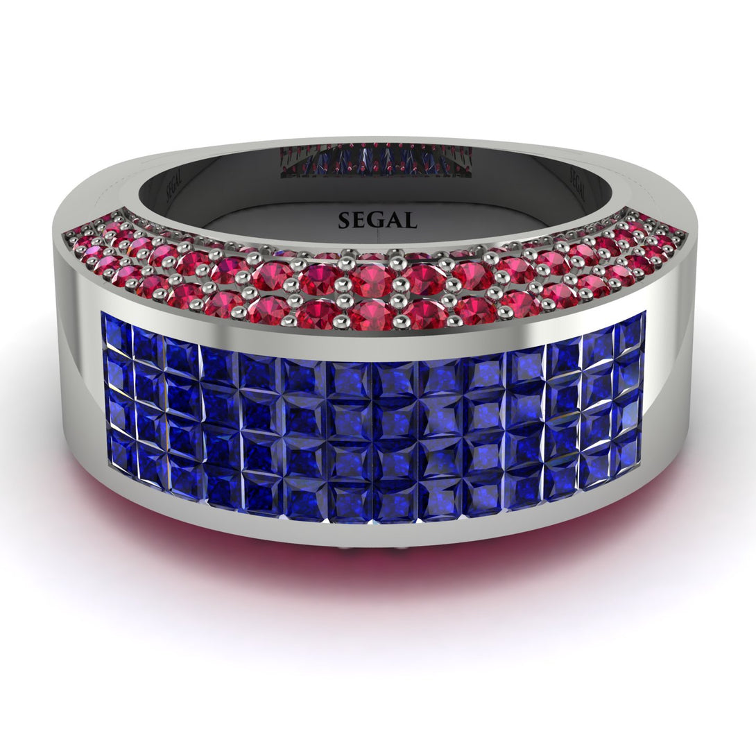 Sapphire Cluster Wide Fancy Wedding Band - Kyla No. 60