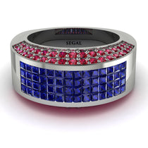 Sapphire Cluster Wide Fancy Wedding Band - Kyla No. 60 image 1