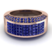 Sapphire Cluster Wide Fancy Wedding Band - Kyla No. 74 image 1
