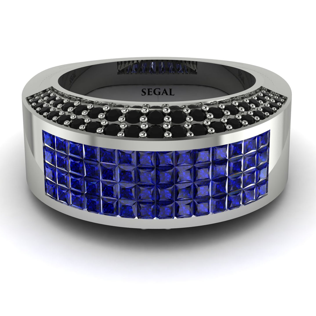 Sapphire Cluster Wide Fancy Wedding Band - Kyla No. 45