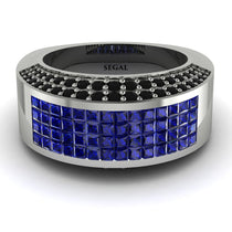 Sapphire Cluster Wide Fancy Wedding Band - Kyla No. 45 image 1