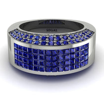 Sapphire Cluster Wide Fancy Wedding Band - Kyla No. 75 image 1