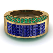 Sapphire Cluster Wide Fancy Wedding Band - Kyla No. 28 image 1