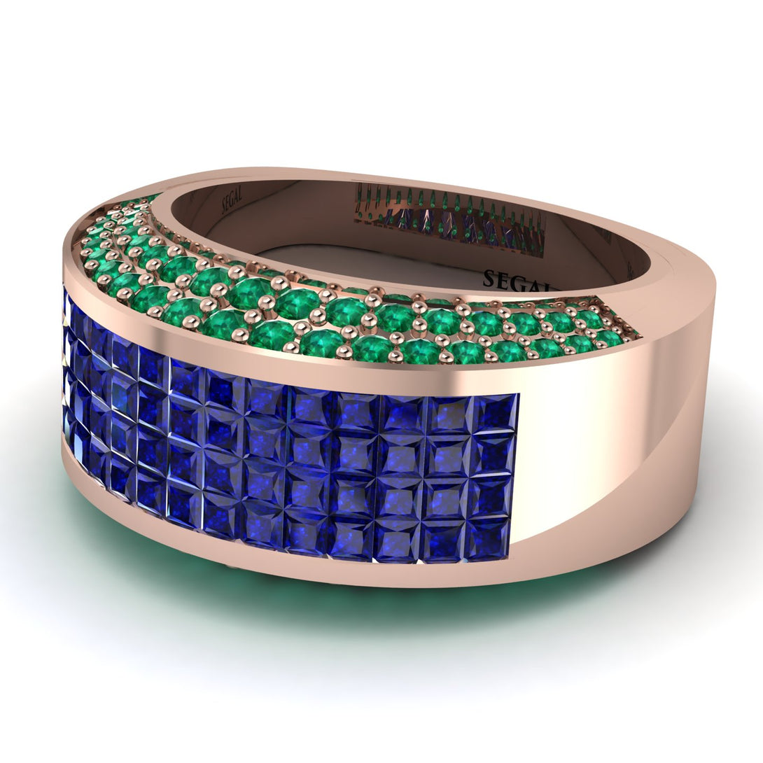 Sapphire Cluster Wide Fancy Wedding Band - Kyla No. 29