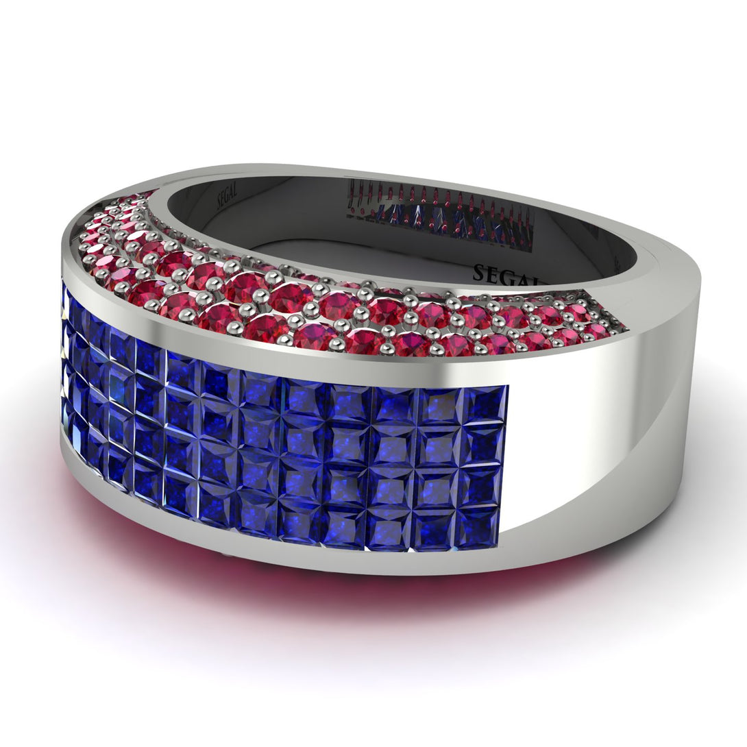 Sapphire Cluster Wide Fancy Wedding Band - Kyla No. 60