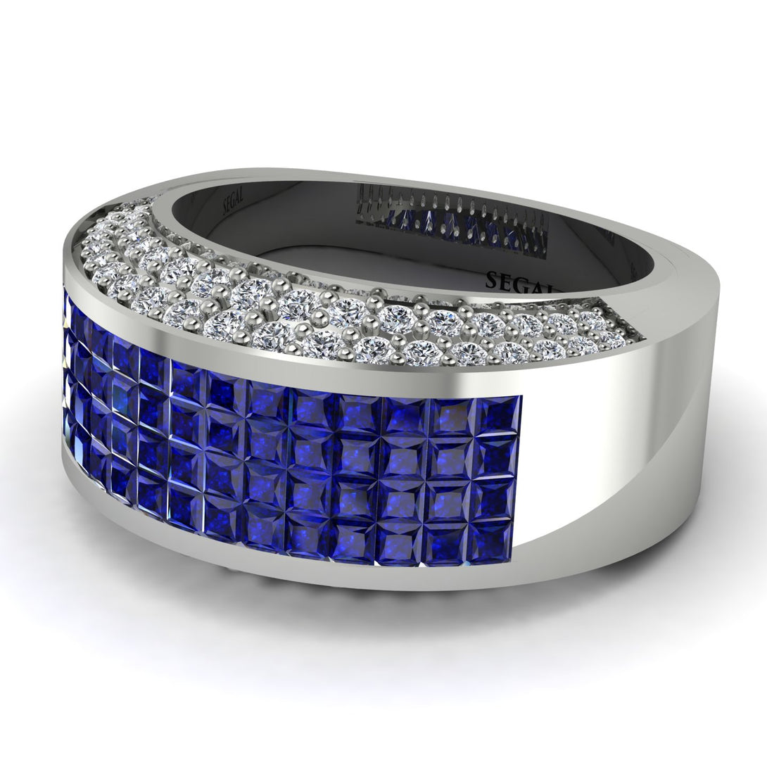 Sapphire Cluster Wide Fancy Wedding Band - Kyla No. 15