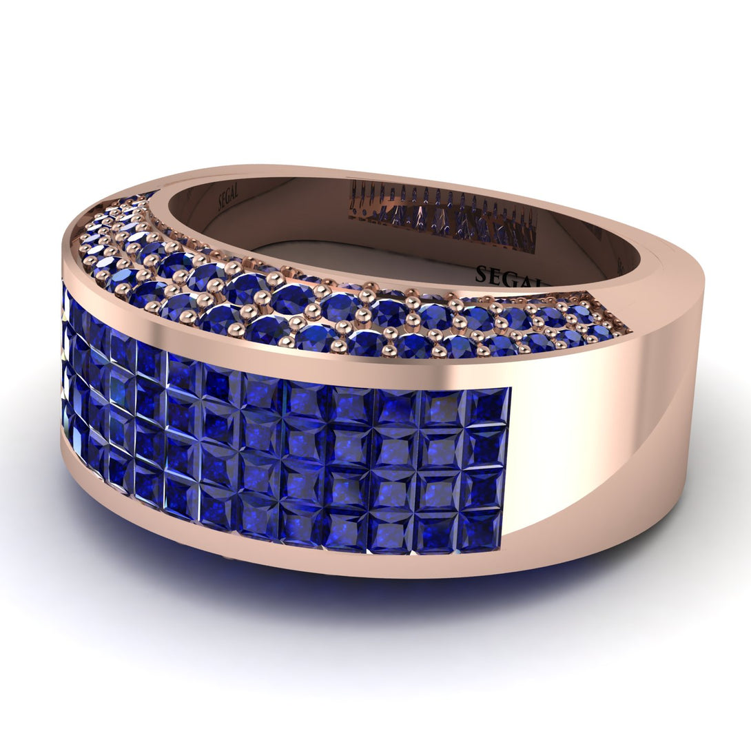 Sapphire Cluster Wide Fancy Wedding Band - Kyla No. 74