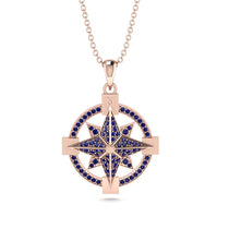 Sapphire-Encrusted Compass Charm Necklace - Celeste No. 14 image 1