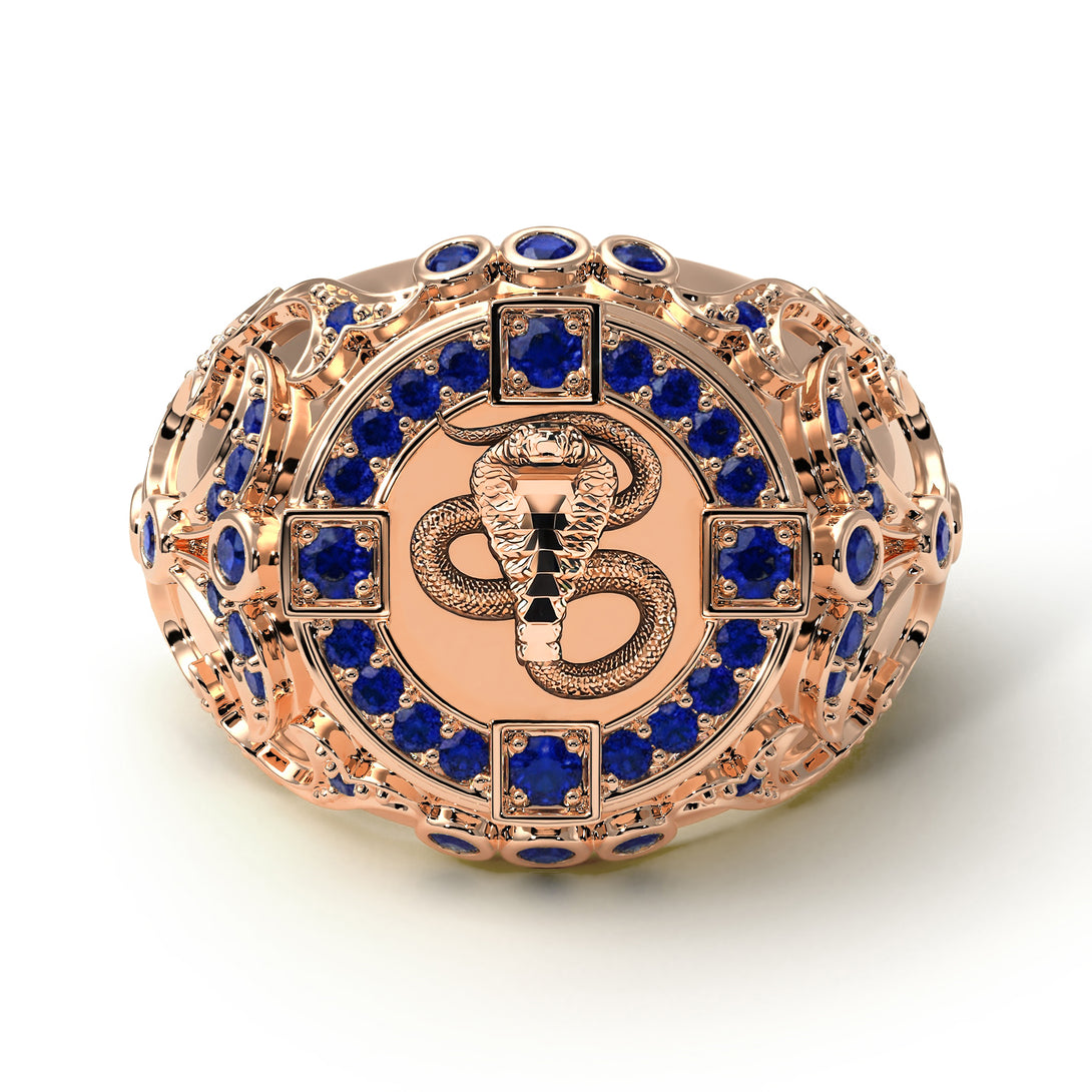 Sapphire Cobra Gold Men's Fashion Ring - Waylon No. 14