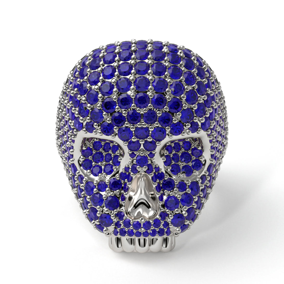 Sapphire-Encrusted Skull Men's Fashion Ring - Jules No. 15