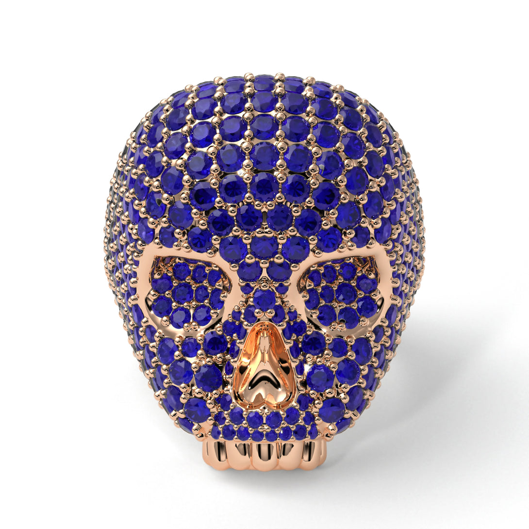 Sapphire-Encrusted Skull Men's Fashion Ring - Jules No. 14