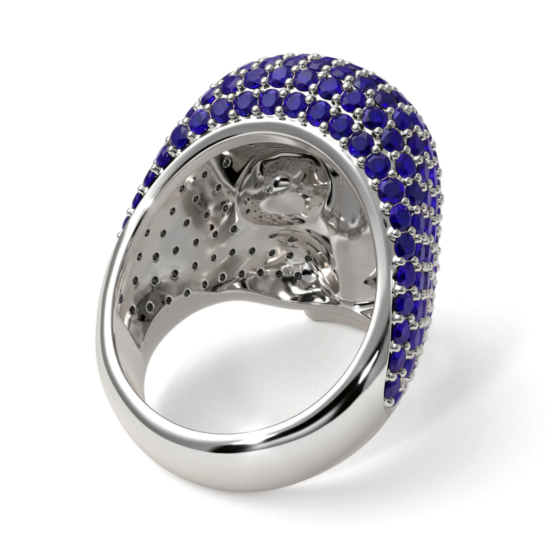 Sapphire-Encrusted Skull Men's Fashion Ring - Jules No. 15