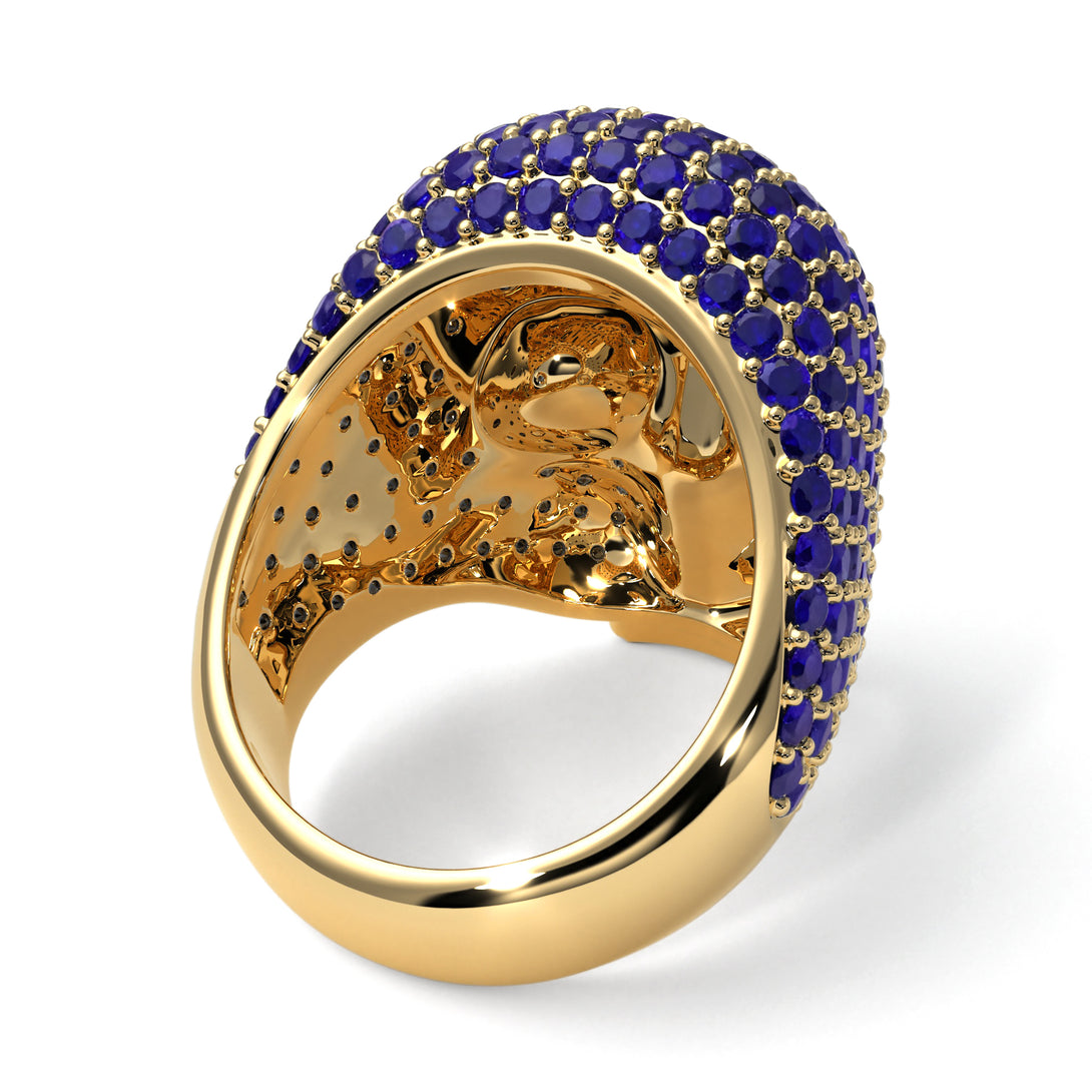 Sapphire-Encrusted Skull Men's Fashion Ring - Jules No. 13