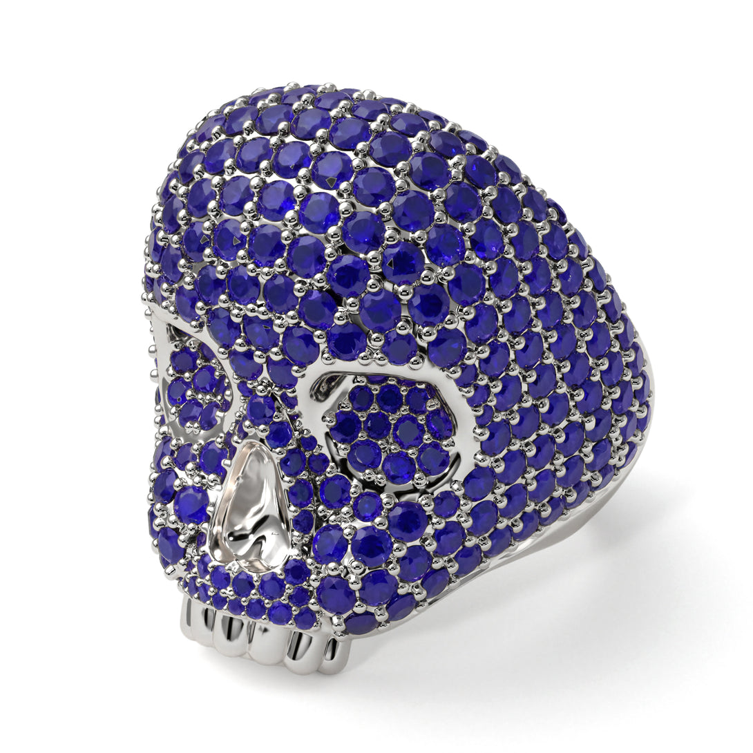 Sapphire-Encrusted Skull Men's Fashion Ring - Jules No. 15