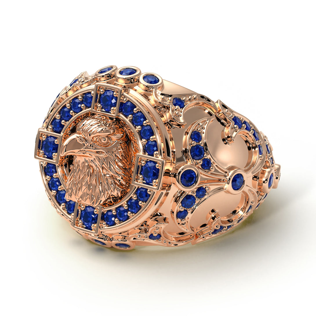 Sapphire Majestic Eagle Men’s Fashion Ring - Caleb No. 14