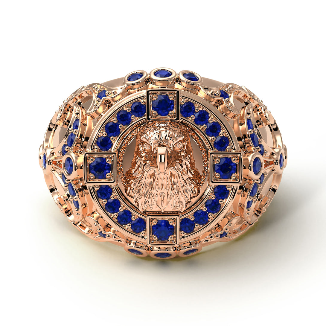 Sapphire Majestic Eagle Men’s Fashion Ring - Caleb No. 14