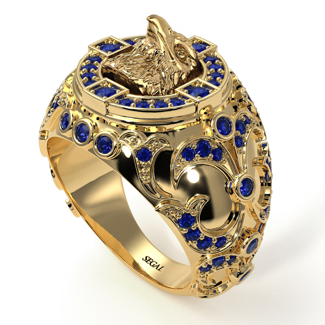 Sapphire Majestic Eagle Men’s Fashion Ring - Caleb No. 13