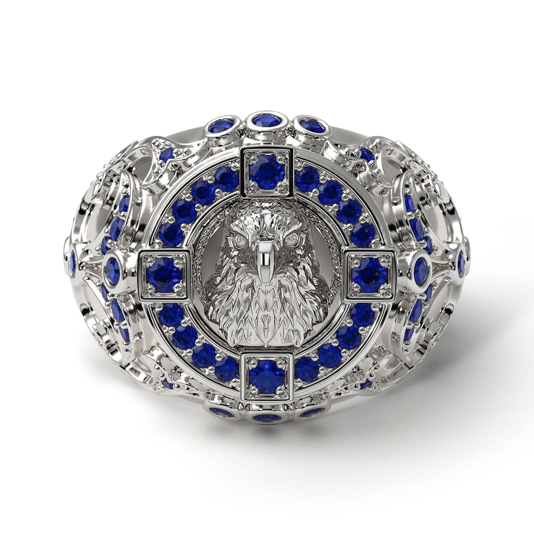 Sapphire Majestic Eagle Men’s Fashion Ring - Caleb No. 15