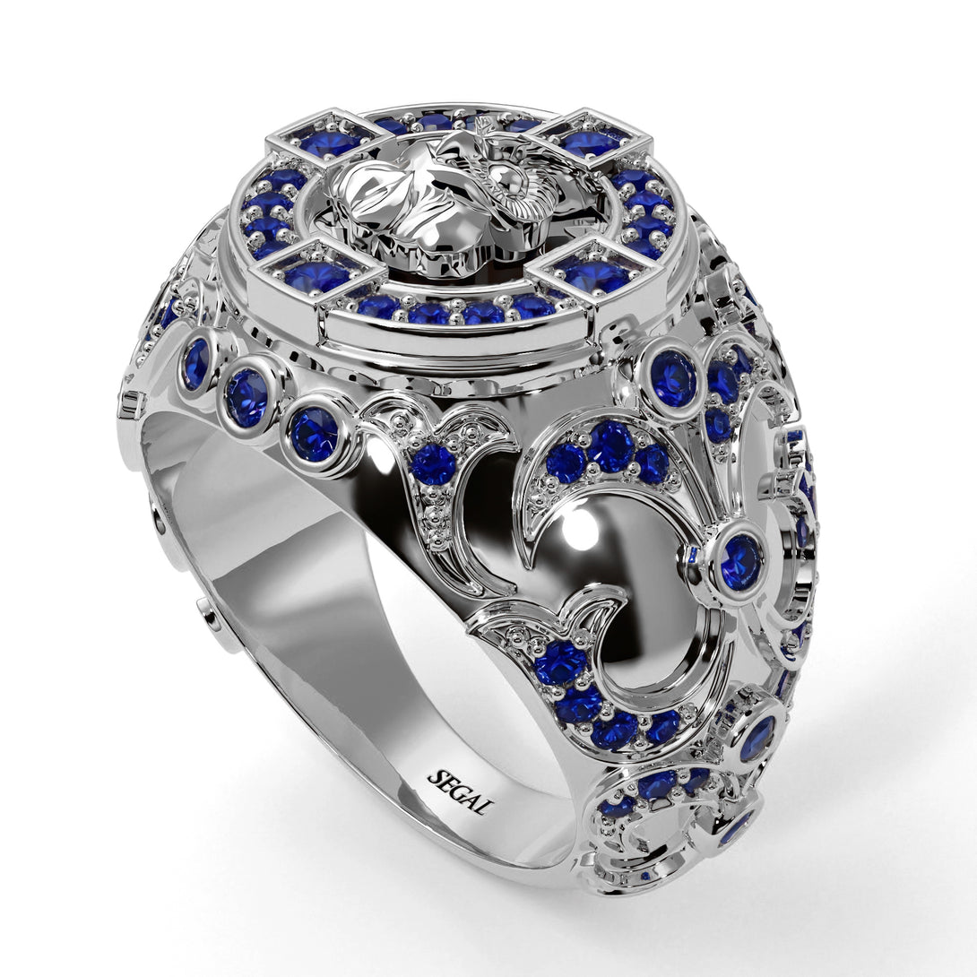 Sapphire Owl Gold Men's Fashion Ring - Adrian No. 15