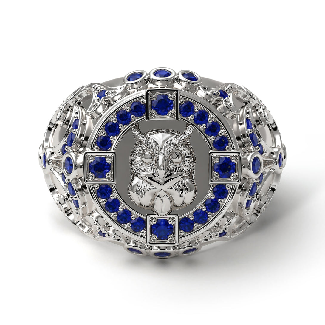 Sapphire Owl Gold Men's Fashion Ring - Adrian No. 15