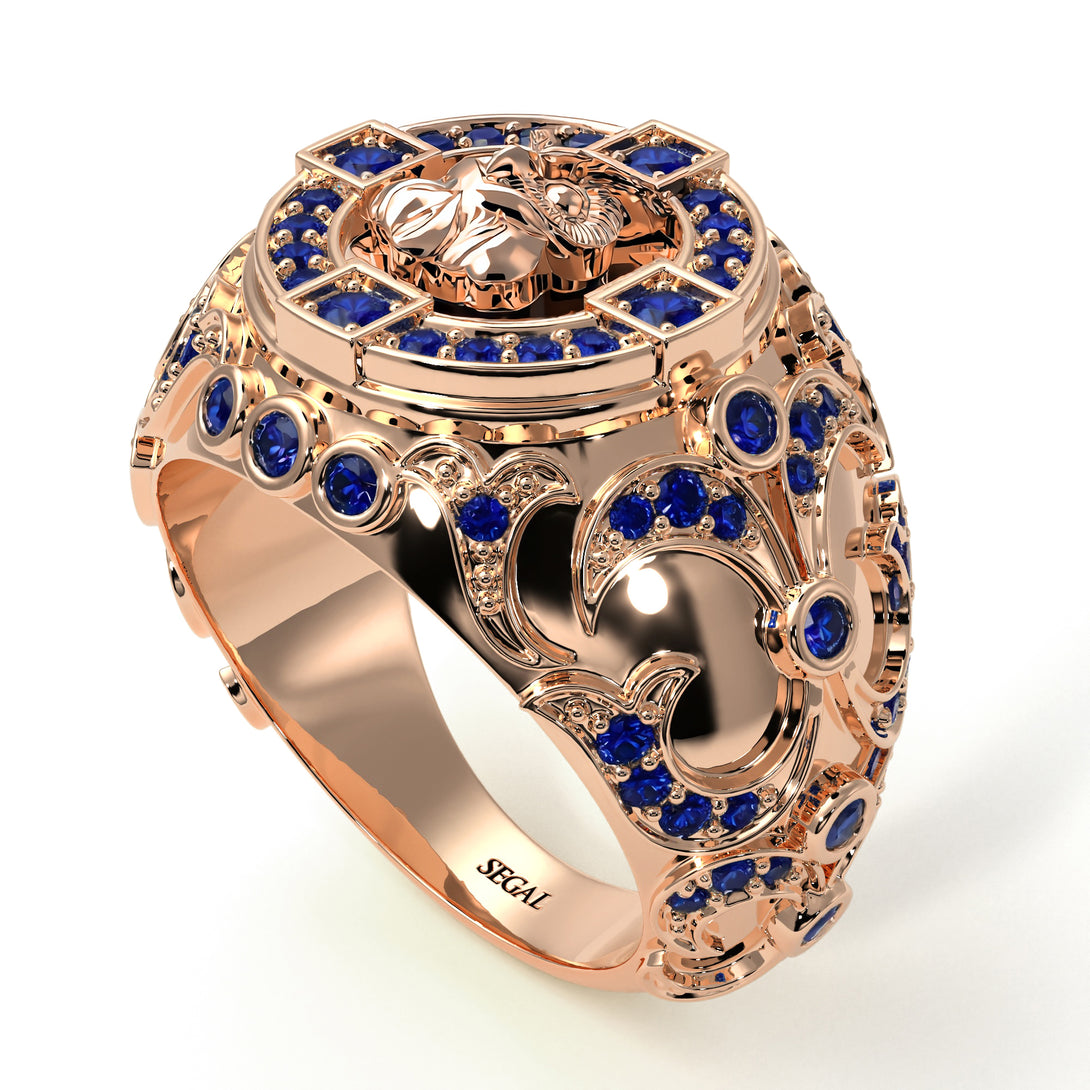 Sapphire Owl Gold Men's Fashion Ring - Adrian No. 14