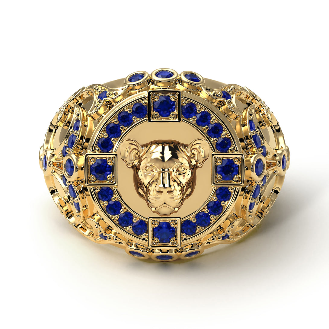 Sapphire Puma Gold Men's Fashion Ring - Santiago No. 13