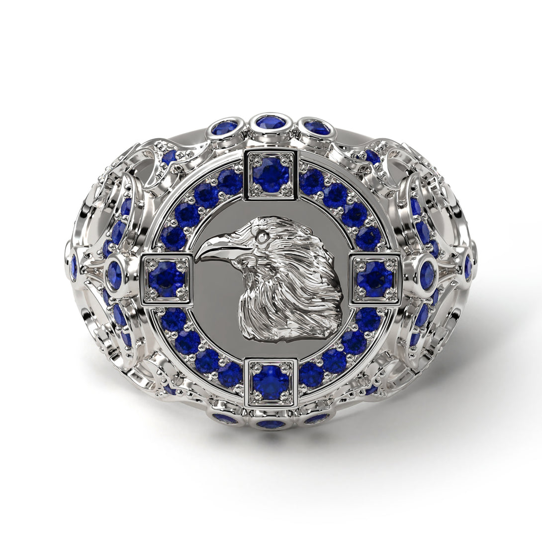 Sapphire Raven Gold Men's Fashion Ring - Nolan No. 15