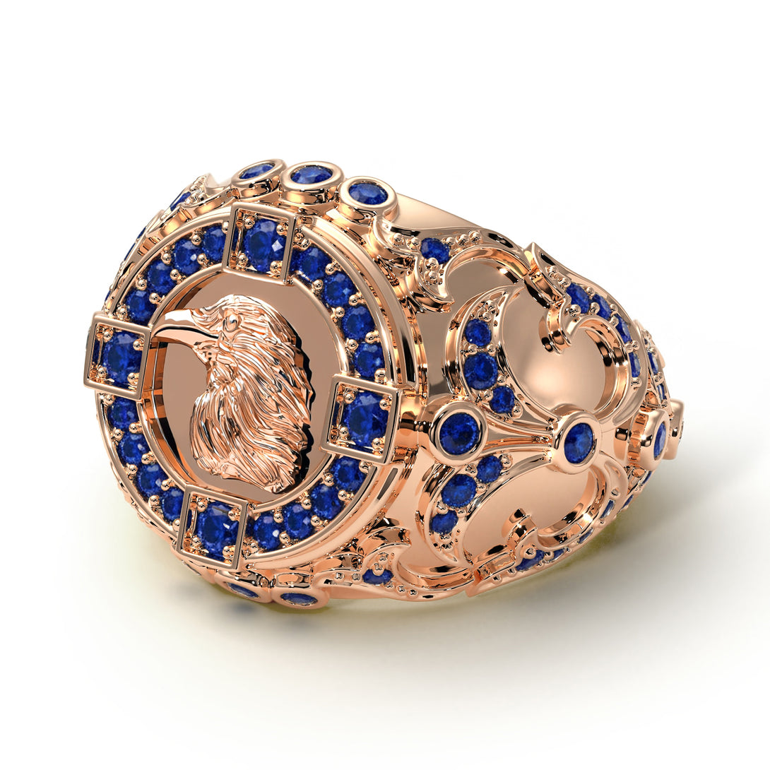 Sapphire Raven Gold Men's Fashion Ring - Nolan No. 14