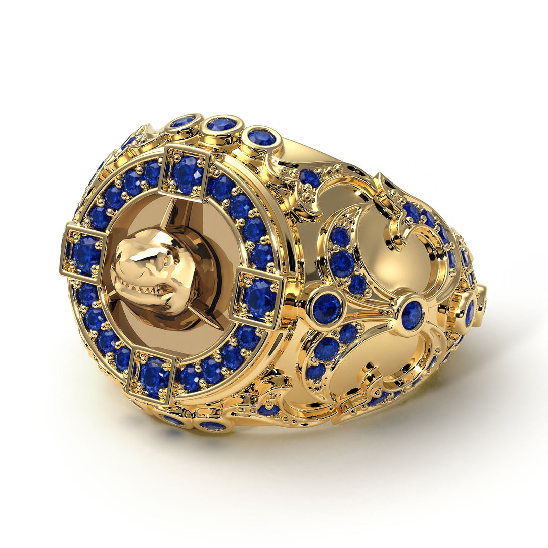 Sapphire Shark Gold Men's Fashion Ring - Ryan No. 13