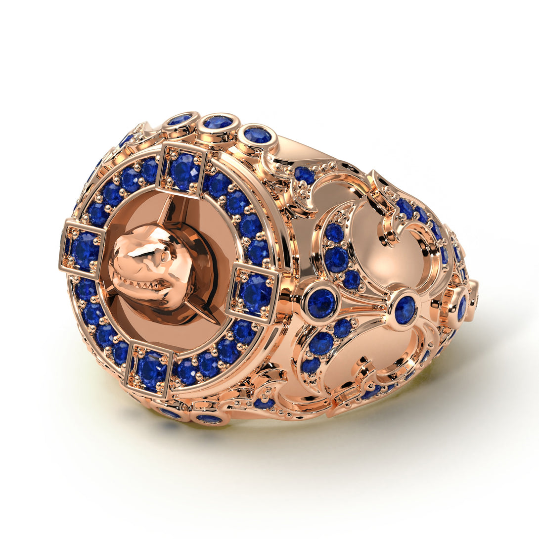 Sapphire Shark Gold Men's Fashion Ring - Ryan No. 14