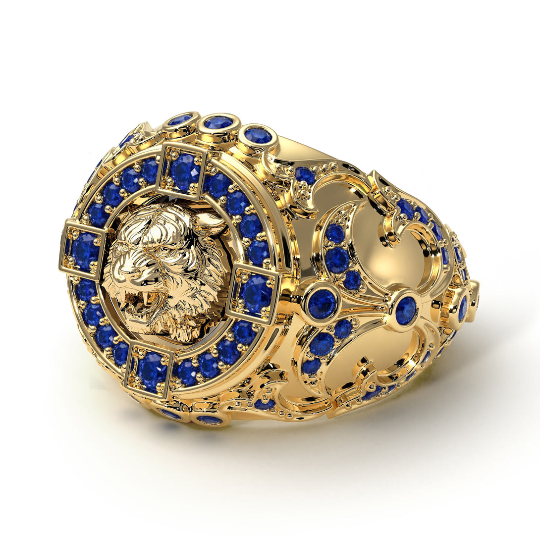 Sapphire Tiger Gold Men's Fashion Ring - Landon No. 13