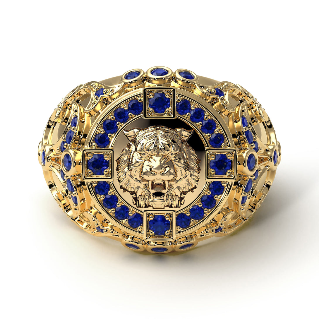 Sapphire Tiger Gold Men's Fashion Ring - Landon No. 13