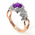 Two Tones Flowers And Branches Amethyst Ring - Katherine No. 84