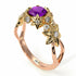 Two Tones Flowers And Branches Amethyst Ring - Katherine No. 82
