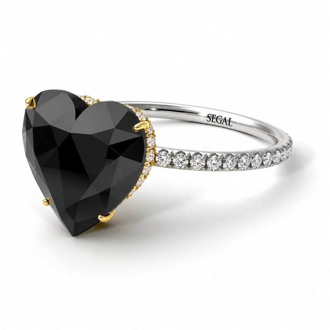 Two Tones Heart Shape Black Diamond Ring - Noelle No. 84