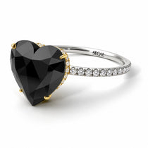 Two Tones Heart Shape Black Diamond Ring - Noelle No. 84